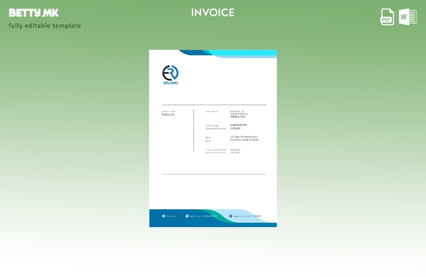 модерен стил Холандија Erlano B. V. шаблон за платежна фактура на компанија ().